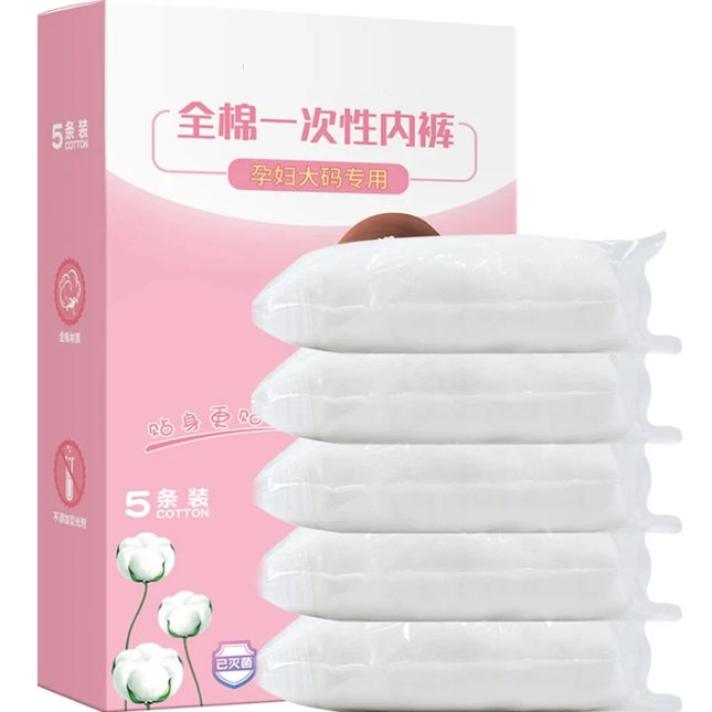 5 unids/lote de ropa interior desechable, bragas para embarazadas, calzoncillos posparto de algodón de talla grande para mujeres grandes de 2XL a 6XL