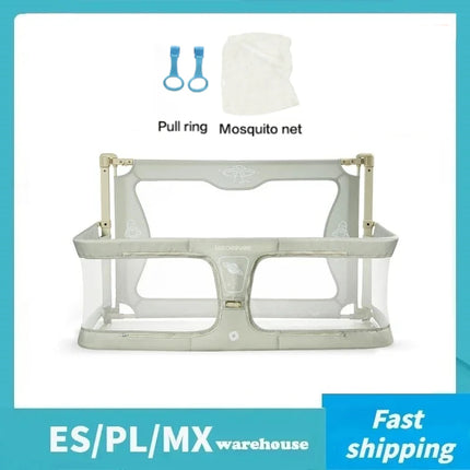 Cama de cuna plegable de doble uso para niños pequeños, cuna para dormir, barandilla para bebé, protección de seguridad, cunas de cabecera fáciles de instalar