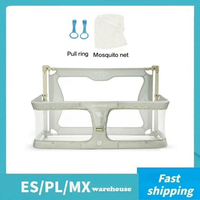 Cama de cuna plegable de doble uso para niños pequeños, cuna para dormir, barandilla para bebé, protección de seguridad, cunas de cabecera fáciles de instalar