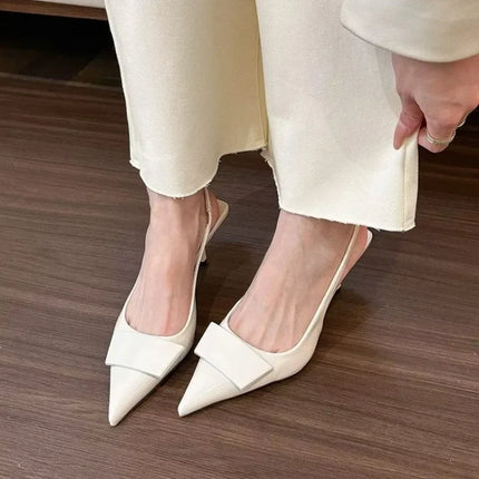 Sandalias de punta estrecha con hebilla cuadrada a la moda, zapatos de tacón alto con talón descubierto para mujer, temperamento, vestido de oficina