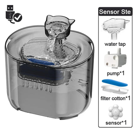 Fuente de agua con filtro automático para mascotas, bebedero eléctrico silencioso con USB, bebedero de recirculación