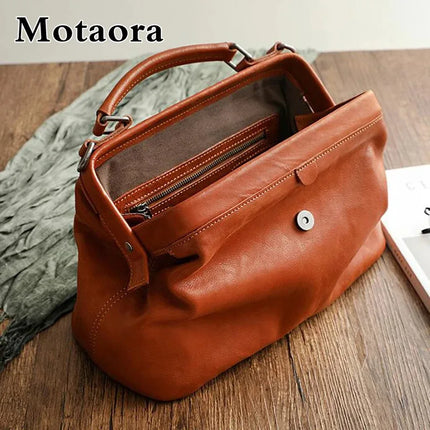 MOTAORA, bolso de médico Original de cuero de búfalo suave, bolso de hombro clásico para mujer, bolso cruzado, bolso de mano espacioso de piel de vaca para mujer
