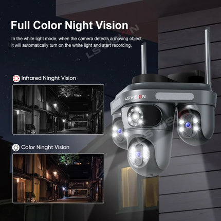 Cámara de tres pantallas WIFI 15MP 6K Monitor de tres lentes visión nocturna protección de seguridad 3 lentes PTZ videovigilancia