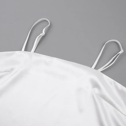 Pijamas de satén con plumas para mujer, conjuntos de ropa de dormir con pantalones, traje para casa con tirantes finos negros, trajes de pantalón blanco 2022