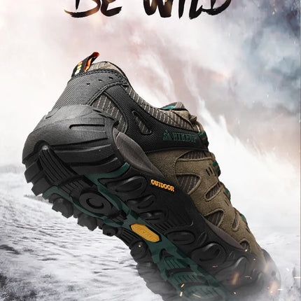 Zapatos de senderismo HIKEUP para hombre, zapatos de exterior de piel de ante, zapatillas tácticas resistentes al desgaste para senderismo, caminar y cazar