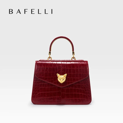 2025 BAFELLI CAT NUEVO bolso de moda de cuero con patrón de crujido para mujer, elegante bolso de negocios para mujer, bolso OL de marca de lujo