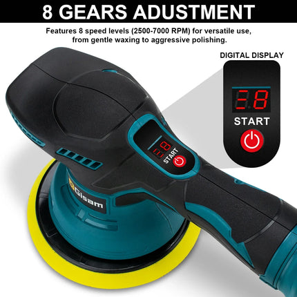 Gisam 8Gear Pulidora Digital Inalámbrica para Auto