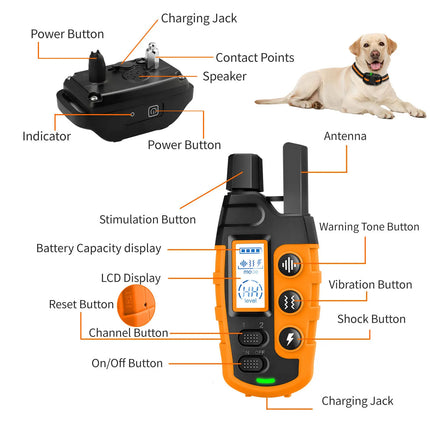 Collar de entrenamiento eléctrico para perros de 3300 pies, Control remoto, resistente al agua, comportamiento de mascotas para cachorros de 5-120 libras con vibración de choque