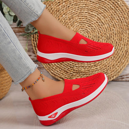Zapatos de mujer, zapatillas transpirables de Color sólido, zapatillas informales de verano para mujer, zapatos informales de punto bajos, zapatos para mamá
