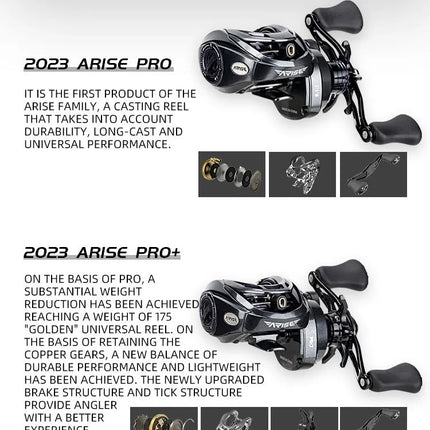 Haibo 25/23 nuevo ARISE AIR/ELITE AMC + carrete De Pesca De Baitcasting De fibra De carbono HandIe 11B + 1RB Carretilha De Pesca De fundición larga