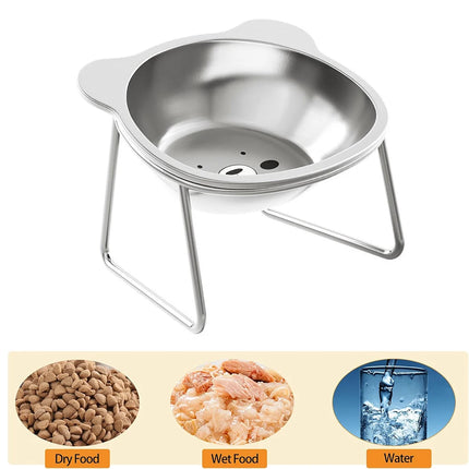 Cuencos de acero inoxidable para gatos, bigotes elevados, platos para aliviar la fatiga, plato de agua para mascotas, cuencos para gatitos, cuencos para comida para gatos