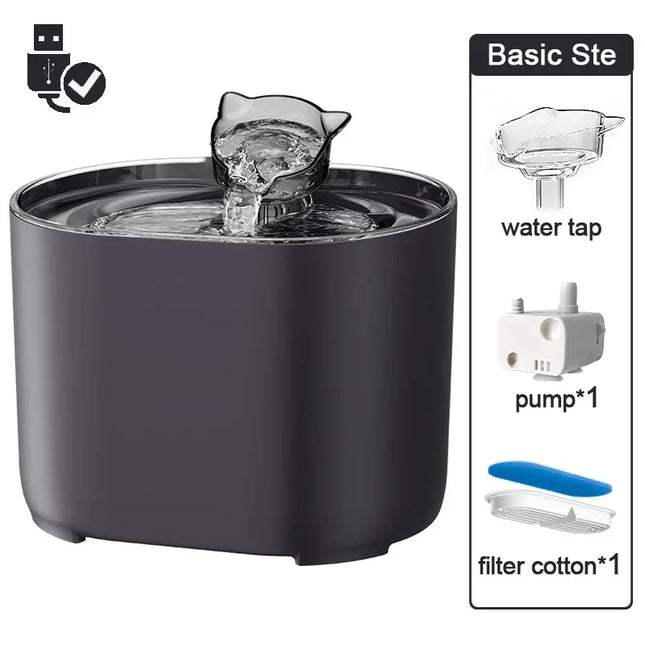 Fuente de agua con filtro automático para mascotas, bebedero eléctrico silencioso con USB, bebedero de recirculación