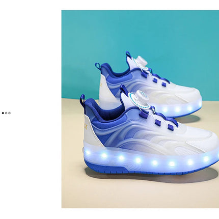 Zapatos de patín con luz Led de dos ruedas para niños y niñas, zapatillas deportivas luminosas, monopatín con carga USB