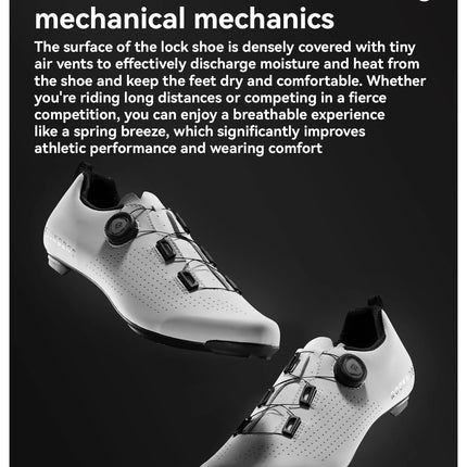 ROCKBROS Zapatos de ciclismo profesional con cierre de perilla autobloqueantes para bicicleta de carretera compatible con calas SPD calzado para ciclismo