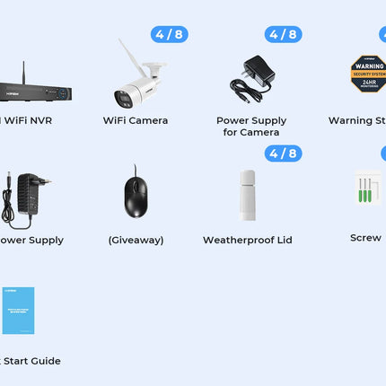 H.view 8CH 5mp cámara inalámbrica Wifi sistema de seguridad cámara CCTV Kit de videovigilancia NVR interior exterior Audio bidireccional Xmeye