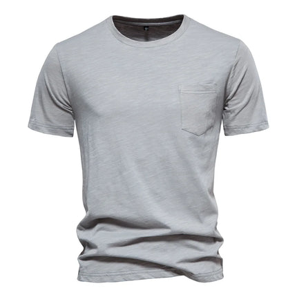 Camiseta 100% de algodón para hombre, camisetas finas informales suaves para Fitness, ropa para el hogar para hombre, camiseta sólida de manga corta con cuello redondo para hombre