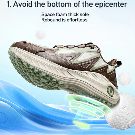 ONEMIX, zapatillas para correr de montaña para hombre, zapatillas de deporte de cuero antideslizantes usables, zapatillas deportivas estables todoterreno, zapatillas para caminar al aire libre