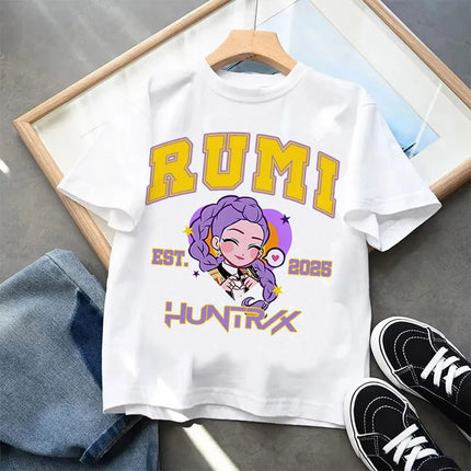Kpop Demon Hunters-ropa para niños, camiseta de manga corta, camiseta Kpop Demon Hunters Tiger Harajuku, regalo para niños y niñas