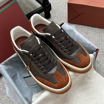 2025 nuevos zapatos de entrenamiento LP, zapatillas planas con cordones y punta redonda de cuero genuino, zapatillas blancas informales con estilo Unisex, estilo deportivo