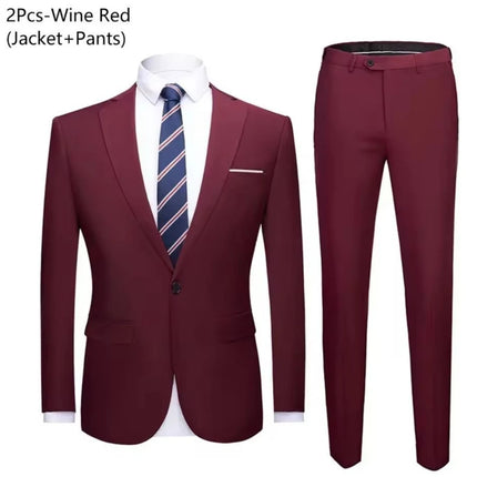 Trajes para hombre elegante boda 2 piezas conjunto chaquetas pantalones Blazers traje Formal ajustado moda negocios clásico 2025 disfraz
