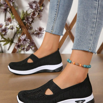 Zapatos de mujer, zapatillas transpirables de Color sólido, zapatillas informales de verano para mujer, zapatos informales de punto bajos, zapatos para mamá