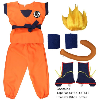Disfraces de Anime Son Goku para niños, ropa de entrenamiento Krillin, trajes de superhéroe con peluca Super Saiyan, disfraz de fiesta de cómic Con
