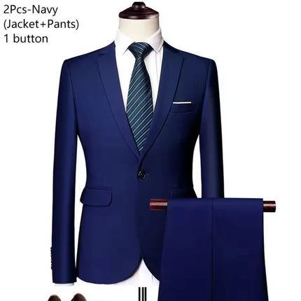 Trajes para hombre elegante boda 2 piezas conjunto chaquetas pantalones Blazers traje Formal ajustado moda negocios clásico 2025 disfraz