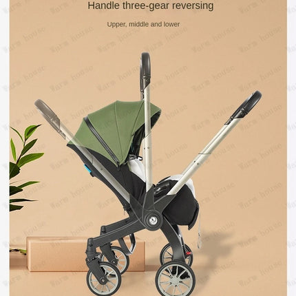 Sistema de viaje convertible 4 en 1: cochecito reversible con asiento y moisés para automóvil infantil, portabebés de recién nacido a niño pequeño