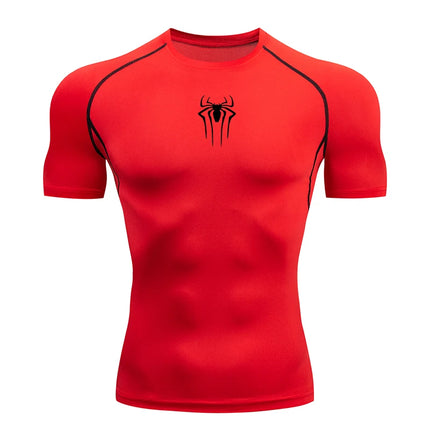 Camiseta de compresión de manga corta para hombre, ropa deportiva para correr, gimnasio, elástica, de secado rápido, 2024
