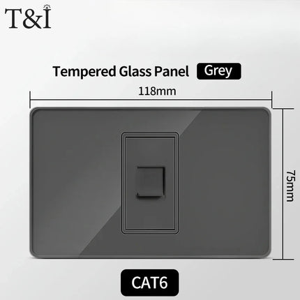 Enchufe de Pared de Vidrio Templado con Puertos USB Dual Tipo C – 118x75mm, 110V