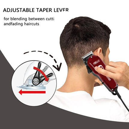 WALUX-cortadora de pelo profesional para hombre, potente recortadora con cable clásica roja de 10W con palanca cónica ajustable, herramienta de corte de pelo