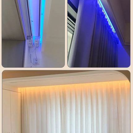 Cortinas eléctricas inteligentes con Control de voz y pista deslizante silenciosa para dormitorio, revestimientos de ventanas automáticos con luz ajustable