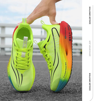 Zapatillas fluorescentes para correr CarbonBoard Marathon, deportivas para hombre, transpirables, cómodas zapatillas deportivas para mujer, suaves y resistentes al desgaste