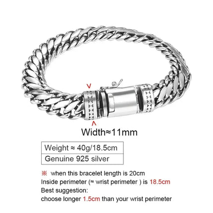 Brazalete Punk Minimalista de Plata Esterlina S925 – Joyería de Lujo Unisex