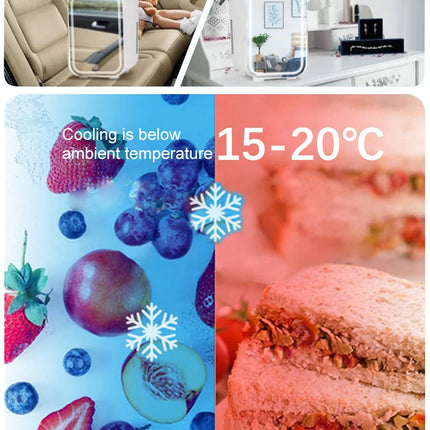 Mini refrigerador de maquillaje de 4L con espejo de luz LED, refrigerador portátil de almacenamiento de cosméticos, refrigerador fresco para el hogar y el coche de doble uso