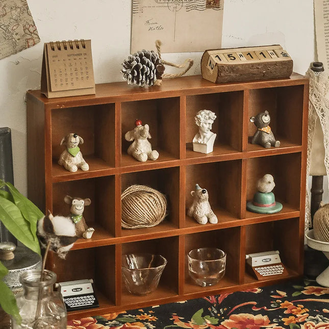 Estante de Pared de Madera con 16 Rejillas – Organizador Decorativo para Hogar, Dormitorio o Lavandería