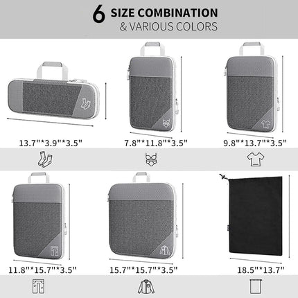 Juego de organizador de almacenamiento de cubos de embalaje comprimidos de viaje, 6 uds., con bolsa para zapatos, equipaje Visual de malla, bolsa de maleta ligera portátil