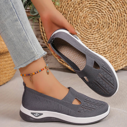 Zapatos de mujer, zapatillas transpirables de Color sólido, zapatillas informales de verano para mujer, zapatos informales de punto bajos, zapatos para mamá