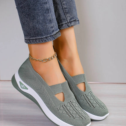 Zapatos de mujer, zapatillas transpirables de Color sólido, zapatillas informales de verano para mujer, zapatos informales de punto bajos, zapatos para mamá
