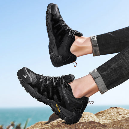 Zapatos de senderismo HIKEUP para hombre, zapatos de exterior de piel de ante, zapatillas tácticas resistentes al desgaste para senderismo, caminar y cazar