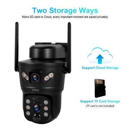 KERUI-cámara Solar impermeable para exteriores, 6MP, 4G, SIM, WIFI, lente Dual, Panel Solar, seguridad del hogar, vídeo CCTV, vigilancia V380pro