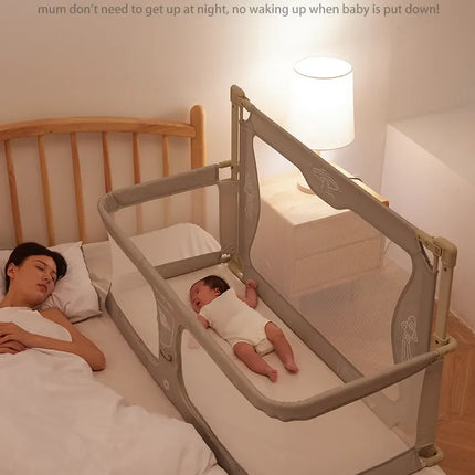 Cama de cuna plegable de doble uso para niños pequeños, cuna para dormir, barandilla para bebé, protección de seguridad, cunas de cabecera fáciles de instalar