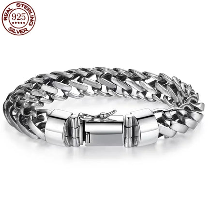 Brazalete Punk Minimalista de Plata Esterlina S925 – Joyería de Lujo Unisex