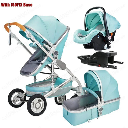 Cochecito de bebé multifuncional para recién nacido, cochecito de paisaje alto, cochecito de bebé 4 en 1 de doble cara con base de asiento de coche ISOFIX 739