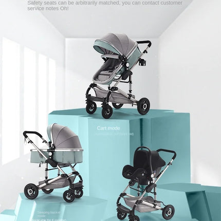 Cochecito de bebé multifuncional para recién nacido, cochecito de paisaje alto, cochecito de bebé 4 en 1 de doble cara con base de asiento de coche ISOFIX 739