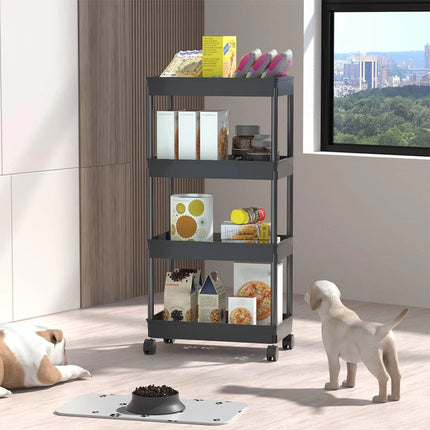 4-storey kitchen floor storage rack 1pc, multi-storey storage rack with wheels next to the bed of the living room and bedroom, living room and kitchen cart