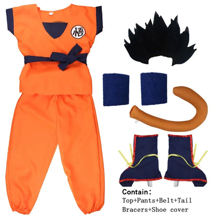 Disfraces de Anime Son Goku para niños, ropa de entrenamiento Krillin, trajes de superhéroe con peluca Super Saiyan, disfraz de fiesta de cómic Con