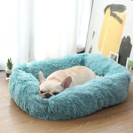 Cama rectangular de felpa para perros, estera cálida de invierno, cama para perros y gatos pequeños, medianos y grandes, perrera, cojín para gatos, accesorios para sofá para mascotas