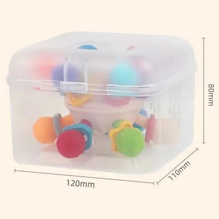 Sonajero de bola de dedo de Manhattan infantil, bola de átomo, mordedor giratorio, juguete de dentición, bola de Gel suave