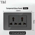 2 Universal Socket / Glass Grey